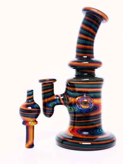 Water Pipe Bong - Line Work Mini Tube Rig by Andy G #959