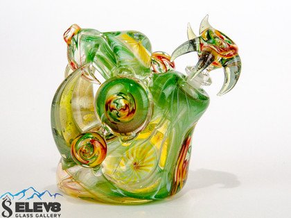 Rasta 4-Way Encalmo Bubbler by Bearclaw Glass #820