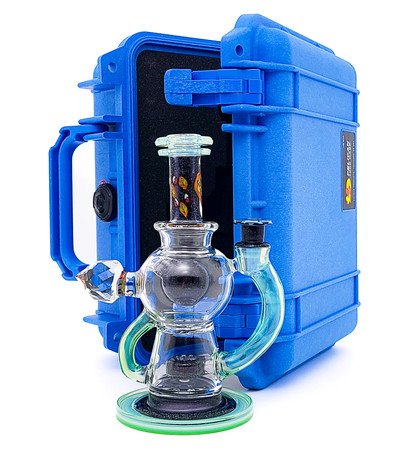 Water Pipe Bong - Pikachu Chipstack Globetrotter Recycler w/ Pelican Case by Dynamic Glass #1045