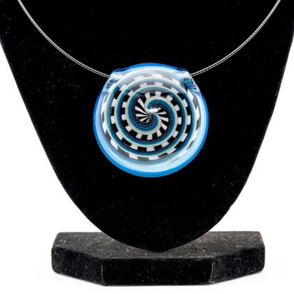 Glass Jewelry - Spiral Line Work Pendant by Happy Time Glass #113