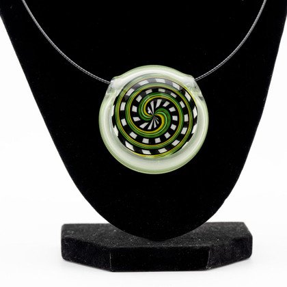 Glass Jewelry - Spiral Line Work Pendant by Happy Time Glass #114
