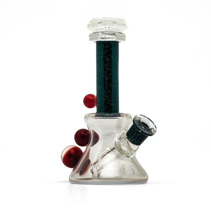 Water Pipe Bong - Clear and Crushed Opal Time Tube by Happy Time Glass #1002