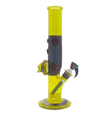 Water Pipe Bong - CFL Reactive Yellow Skull Hendy Tube by Hendy Glass #1060