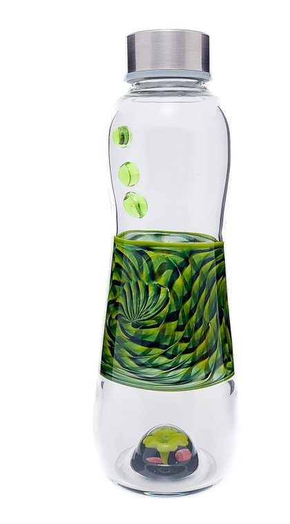 Hand Crafted Green Trippy Tech Water Bottle by Steve Kelnhofer #78