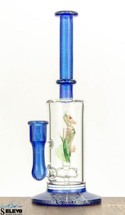 Ocean Dichroic Tube with Sea Horse Sculpture by Turtle Time #556