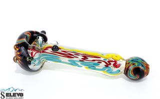 Glass Pipe made with Inside Out and Kachina Wig Wag Spoon by Shimkus Glass #421