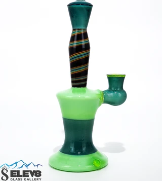 Water Pipe Bong - Ziggy Stardust and Green Thin Butter Mini Tube by Steve Kelnhofer #878
