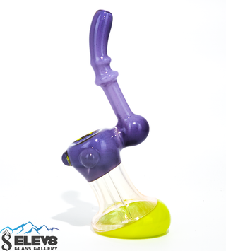 Bubbler Water Pipe - Purple and Green Butter Bubbler by Steve Kelnhofer #897