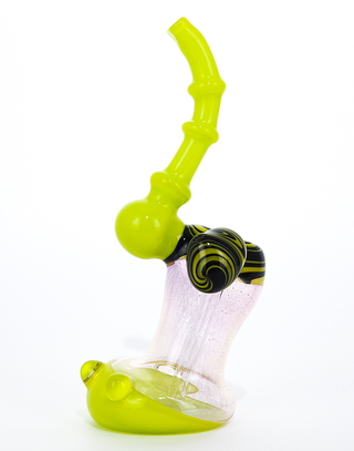 Bubbler Water Pipe - Lime Bubbler with Line Work by Steve Kelnhofer #911
