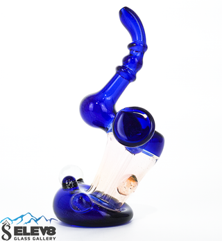 Bubbler Water Pipe - Cobalt and Dichro Bubbler by Steve Kelnhofer #920