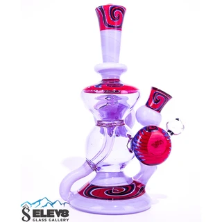 Water Pipe Bong - Violet Gold Butter Recycler by Steve Kelnhofer #924