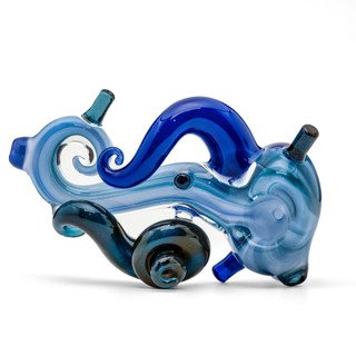Flower Pipe - Forget Me Nots Funky Seahorse Spoon by Shimkus Glass #467
