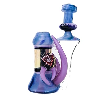 Water Pipe Bong - Recessed Sexy Blue Forget Me Nots Butter Rig by Steve Kelnhofer X Shimkus Glass #15