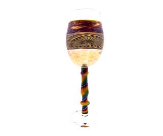 Handcrafted trippy tech wine glass with saturn sprinkle time #102
