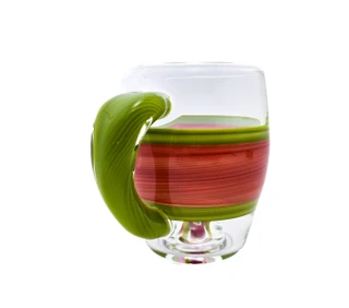 Handmade Borosilicate Glass Coffee Cup In Blood Red And Lime Green