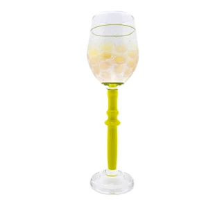 Handcrafted wineglass - Green Stem and fumed glass top #106